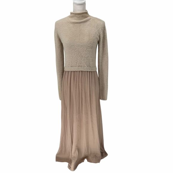 RACHEL Rachel Roy Dresses & Skirts - Rachel Zoe Mixed Media Sweater Maxi Dress w/ Pleated Skirt Medium